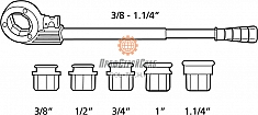 Диапазон применения клуппа трубного ручного Rothenberger Super Cut Set BSPT R 3/8"-1/2"-3/4"-1"